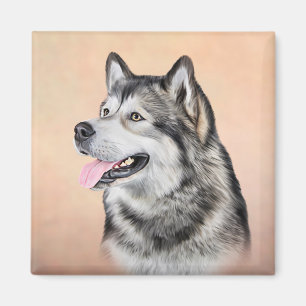 Aimant Dessin Dog Malamute de l'Alaska 2
