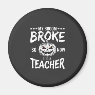 Aimant Dessin drôle de professeur d'Halloween balai cassé