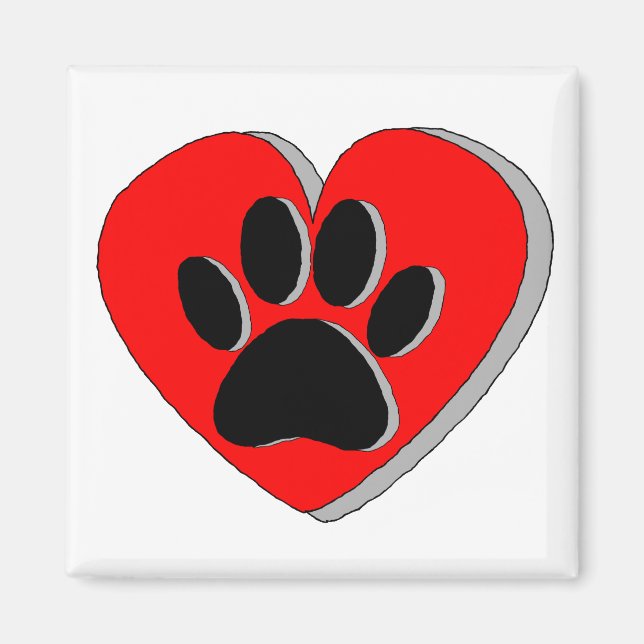 Aimant Dessin du coeur du chien (Devant)