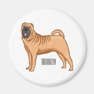 Aimant dessin humoristique chinois de chien Shar-Pei