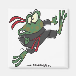 Aimant dessin humoristique de grenouille ninja