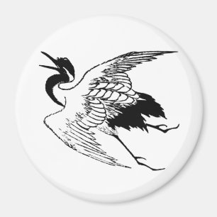 Aimant Dessin japonais vintage d'une grue