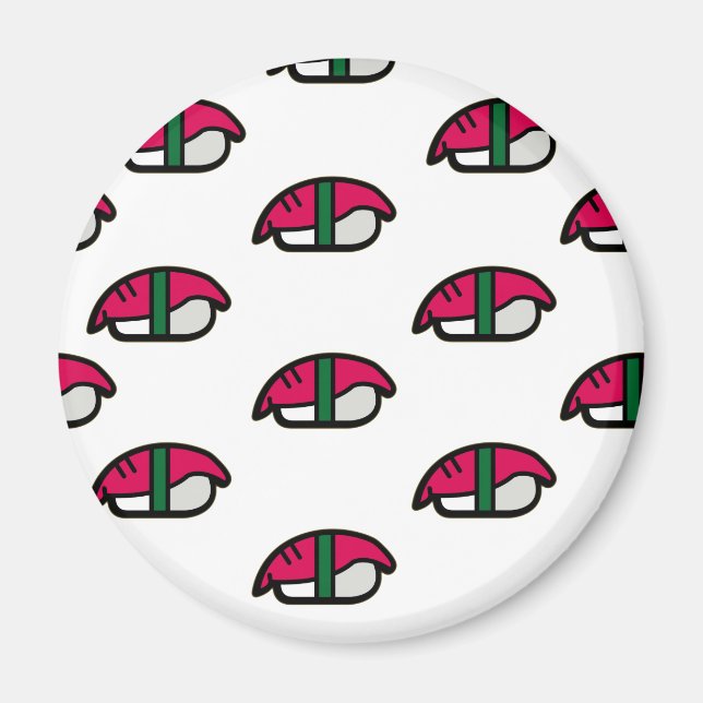 Aimant Dessin Kawaii Sushi, Riz de Poisson et Algues (Devant)