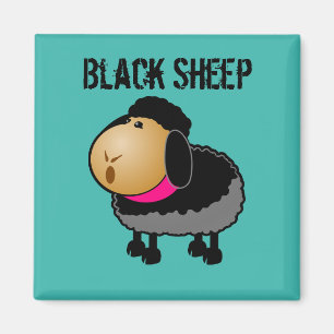 Aimant Dessin mignon de moutons noirs de bande dessinée
