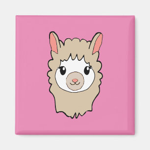 Aimant Dessin Visage Llama Rose