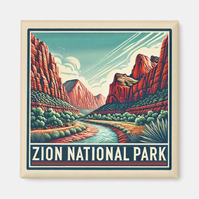 Aimant dessous de verre du parc national de la zion (Devant)