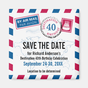 Aimant Destination Anniversaire de l'avion Enregistrer la