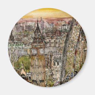 Aimant Destinations   Aquarelle Big Ben & London Eye