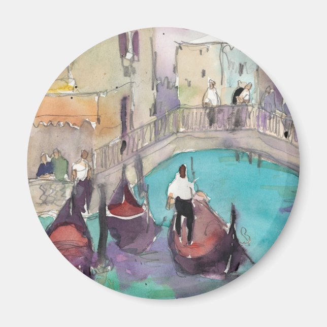 Aimant Destinations | Aquarelle Venise Gondola Ride (Devant)