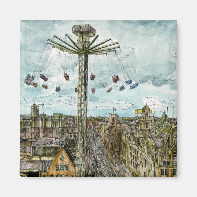 Aimant Destinations | Watercolor European Swing Ride (Devant)