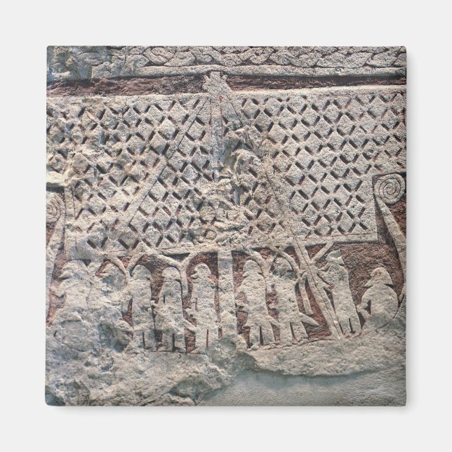 Aimant Détail d'une pierre représentant un Viking (Devant)
