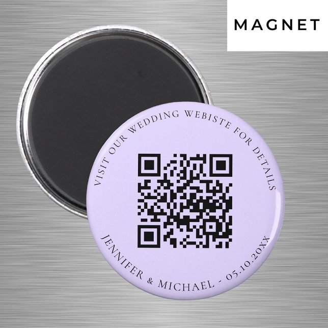 Aimant Détails du code QR du site web de mariage violet (Créateur téléchargé)