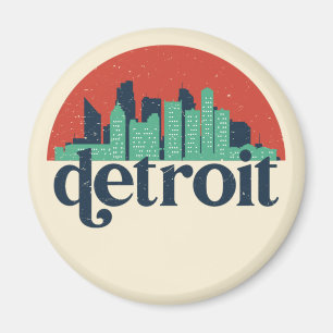 Aimant Detroit Michigan City Skyline Retro City Art