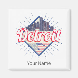 Aimant Detroit Michigan États-Unis Skyline Vintage USA