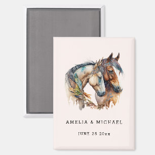 Aimant Deux beaux chevaux Mariage Occidental Sauvez la da