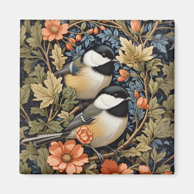 Aimant Deux Beaux Pickadee Noirs (Devant)