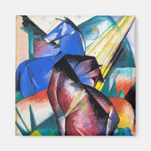 Aimant Deux chevaux rouges et bleus de Franz Marc