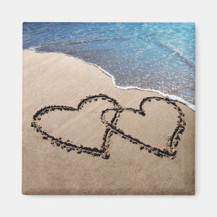 Aimant Deux coeurs dans le sable