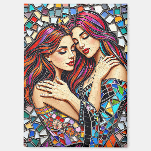 Aimant Deux femmes amoureuses   Style Carrelage mosaïque 