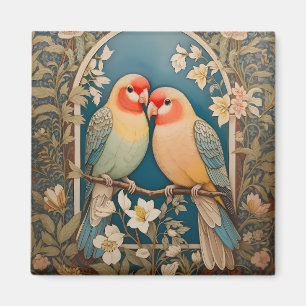 Aimant Deux Lovebirds Vintage Floral élégant