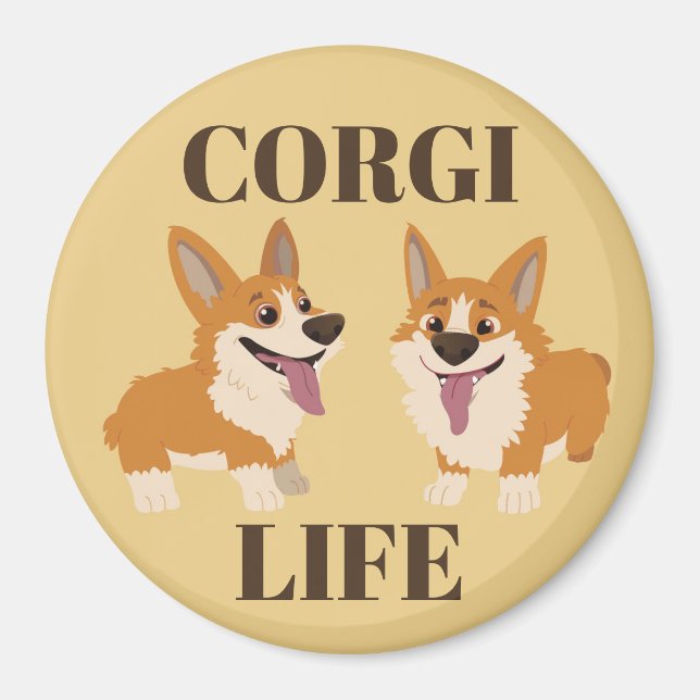 Aimant Deux mignons Chiens de Corgi (Devant)