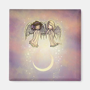 Aimant Deux petits anges sur une nuit scintillante Art