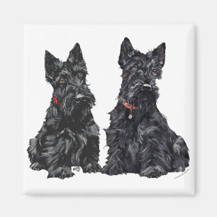 Aimant Deux Terriers écossais noirs
