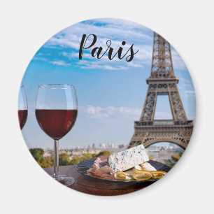 Aimant Deux verres de vin en café à Paris