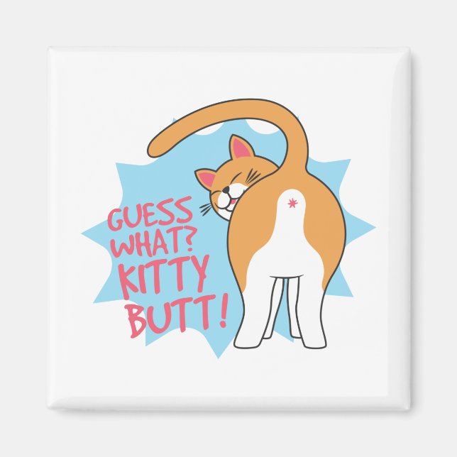 Aimant Devinez Quel Kitty Butt ! Amoureux des chats drôle (Devant)
