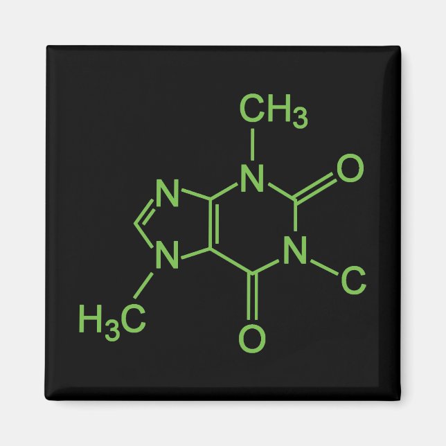 Aimant Diagramme chimique de la molécule de caféine (Devant)
