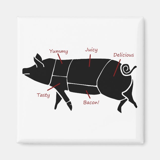 Aimant Diagramme de diagramme de boucher de porc amusant (Devant)