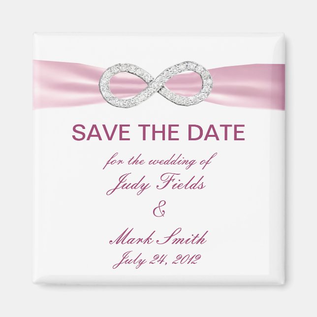 Aimant Diamant rose Infinity Wedding Enregistrer La Date  (Devant)