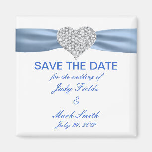 Aimant Diamond Coeur Bleu Mariage Enregistrer La Date Mag