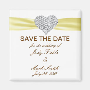 Aimant Diamond Coeur Mariage Jaune Enregistrer La Date Ma