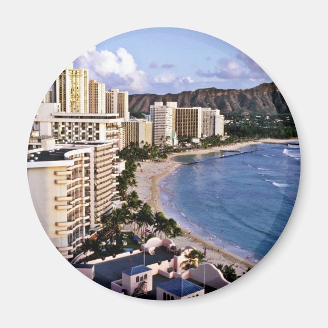 Aimant Diamond Head - Waikiki Beach, Oahu (Devant)