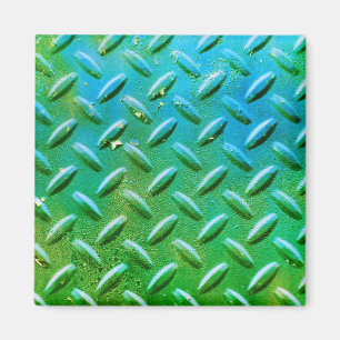 Aimant Diamond Plate Steel Green and Blue