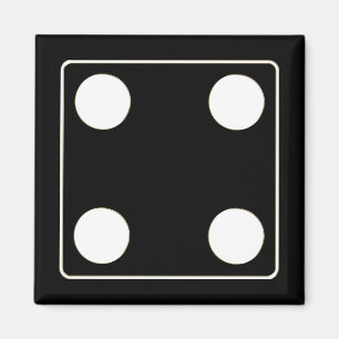 Aimant DICE numéros de pips blanc 4 + votre backgr.