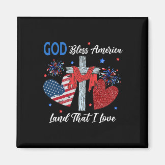 Aimant Dieu bénisse l'Amérique Cœur chrétien Croix Jésus