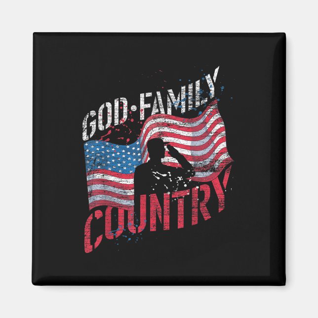 Aimant Dieu Famille Pays Soldat Us Drapeau American Memor (Devant)