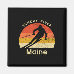 Aimant Dimanche de ski vintage Sunday River Maine Montagn
