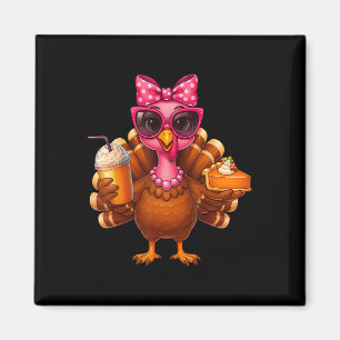 Aimant Dinde de Thanksgiving buvant du café arc tarte din