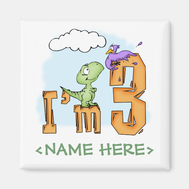 Aimant Dino Fun 3e anniversaire (Devant)