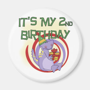 Aimant Dinosaur 2ème Anniversaire Tshirts et cadeaux
