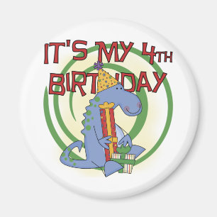 Aimant Dinosaur 4e anniversaire T-shirts et cadeaux