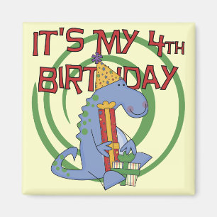 Aimant Dinosaur 4e anniversaire T-shirts et cadeaux