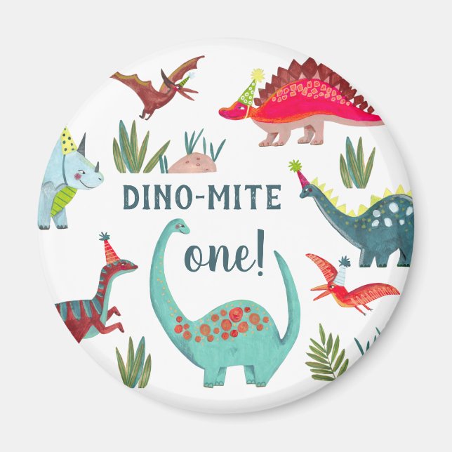 Aimant Dinosaur garçon premier anniversaire (Devant)