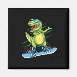 Aimant Dinosaure cool planche à neige ski dabbing T Rex S