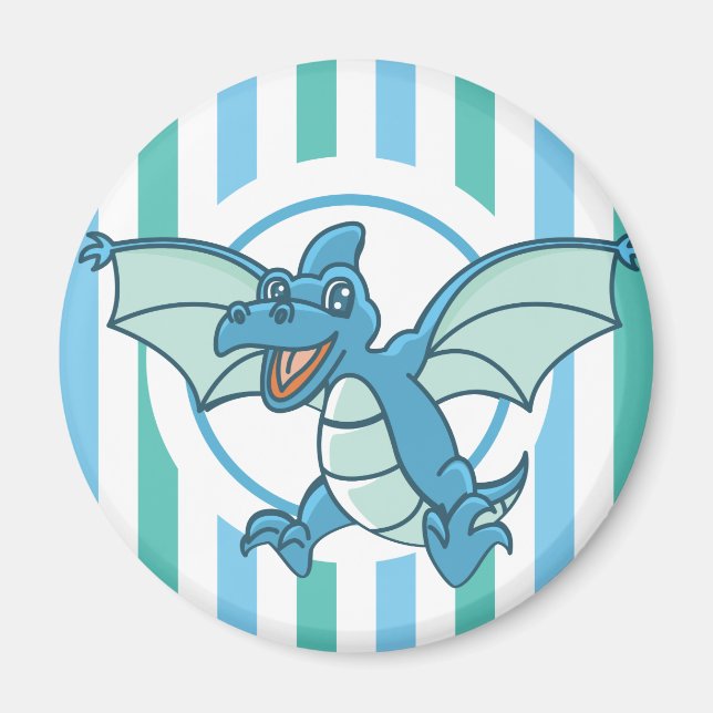 Aimant Dinosaure de dragon bleu et vert (Devant)