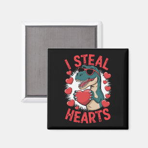 Aimant Dinosaure de la Saint-Valentin Je vole les cœurs A