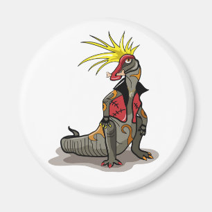 Aimant Dinosaure Hadrosaurus Habillé Comme Un Punk.